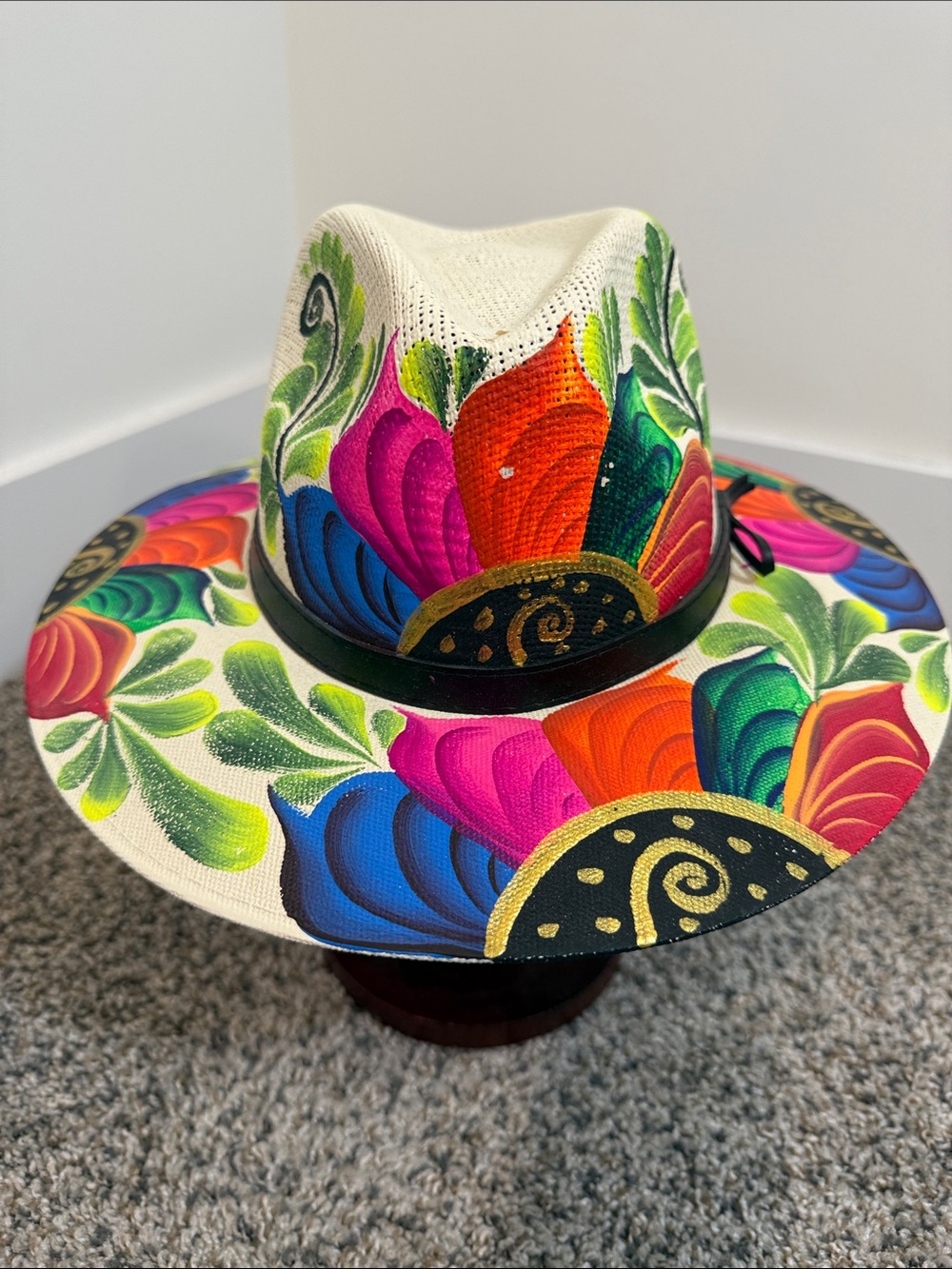 Mexican Artisanal Floral Multi-colored Hand Painted Hat